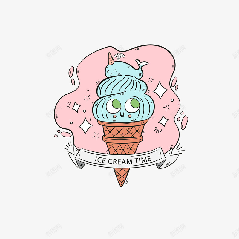 卡通可爱冰淇淋标识矢量图图标ai_新图网 https://ixintu.com 冰淇淋 冰淇淋logo 冰淇淋标识 卡通 可爱 甜筒 精致 雪糕 矢量图