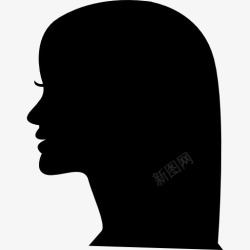 头发微卷的女人女人的头侧视图图标高清图片