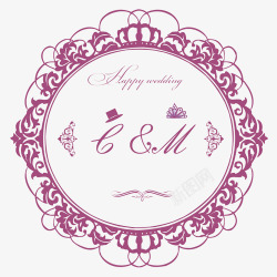 紫色婚礼标题图框素材