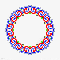 藏族花纹藏式彩色圆环高清图片