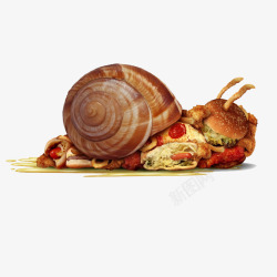 创意汉堡包另类蜗牛高清图片