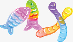 彩色小鱼水彩卡通儿童橡皮糖矢量图高清图片