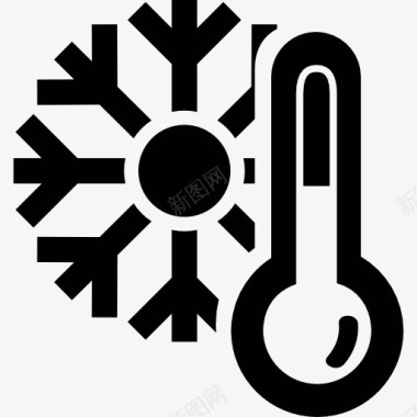 冬季降临水银温度计和雪花图标图标