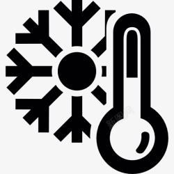 冬季温度水银温度计和雪花图标高清图片