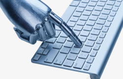 工业机器人爪子机械手和键盘高清图片