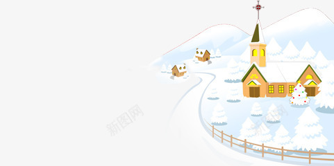 扁平卡通风格下雪的冬天png免抠素材_新图网 https://ixintu.com 下雪 冬天 卡通 扁平 风格