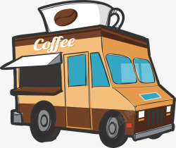 手绘咖啡餐车素材