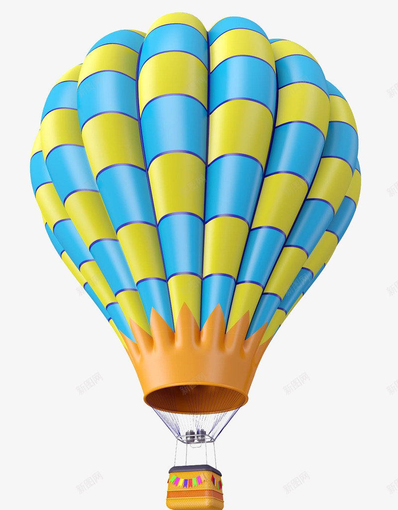 蓝黄色的热气球png免抠素材_新图网 https://ixintu.com 土耳其 彩色 浪漫 热气球 空气球 蓝黄