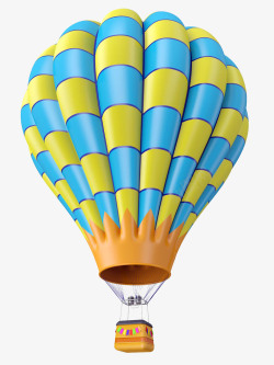蓝黄色的热气球素材