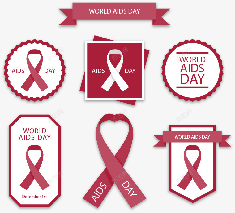 世界艾滋病日标志png免抠素材_新图网 https://ixintu.com 免扣png素材 免费png素材 关爱健康 红丝带 艾滋病人