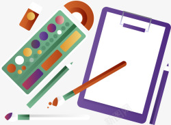 紫色画板图片开学季各式学习用品高清图片