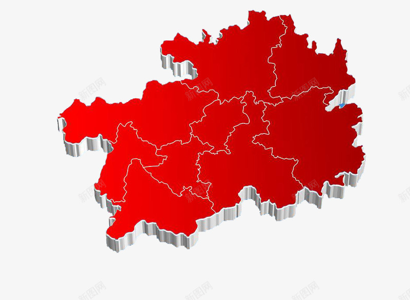 红色立体贵州地图png免抠素材_新图网 https://ixintu.com 立体 红色 贵州地图