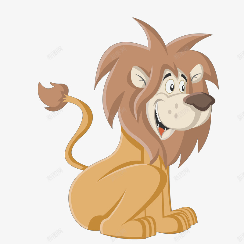 卡通可爱狮子矢量图eps免抠素材_新图网 https://ixintu.com png生动 侧面 免抠图 动物 可爱 开心 有趣 狮子 矢量图