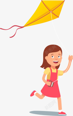 飞行女孩儿童节放风筝的女孩高清图片