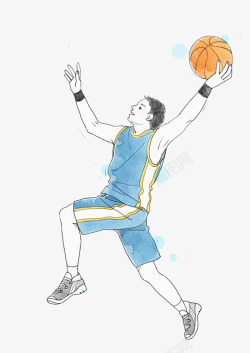 篮球线彩色手绘线稿篮球元素高清图片