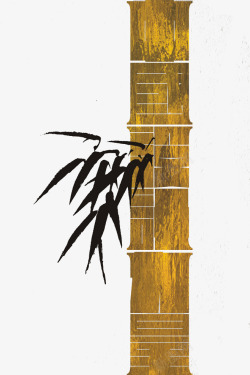 黄墙水墨竹子高清图片