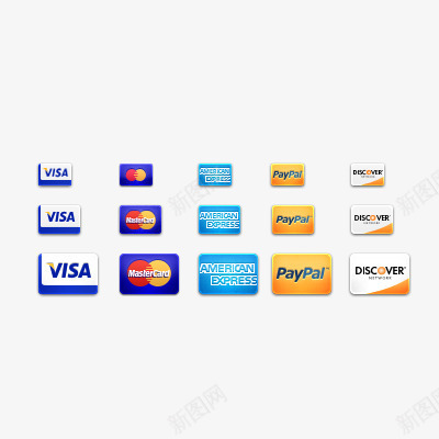 信用卡图标psdpsd_新图网 https://ixintu.com DISCOV VISA card master paypal 信用卡