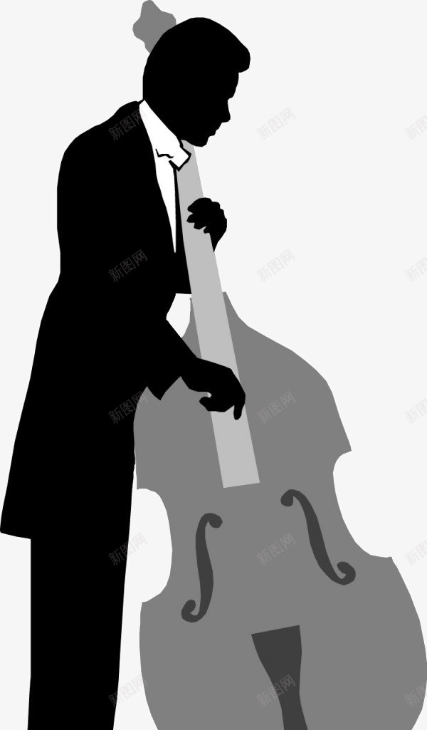 拉大提琴的男士png免抠素材_新图网 https://ixintu.com 剪影 大提琴 男士 黑色