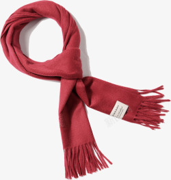 冬天穿戴红色暖围巾高清图片