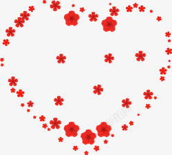 红色心形碎花图案矢量图素材