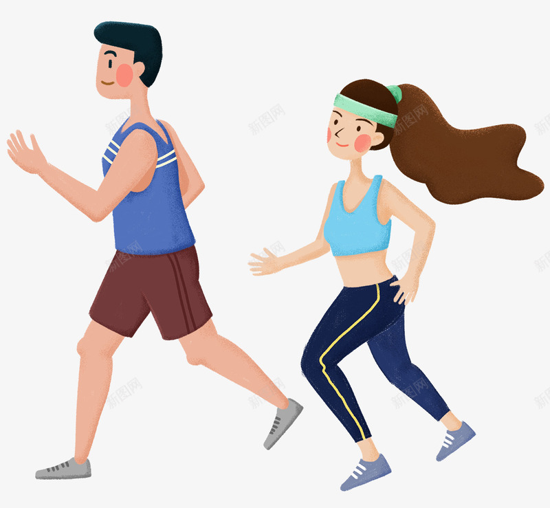 手绘人物插画跑步马拉松比赛png免抠素材_新图网 https://ixintu.com 人物插图 手绘 插画 比赛 跑步 运动的人 马拉松