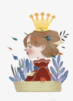 手绘王冠女王图案素材