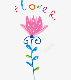 儿童涂鸦太粉色花朵素材