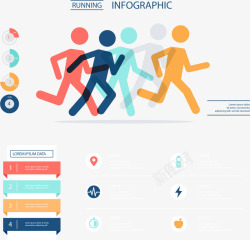 手绘跑步数据矢量图素材