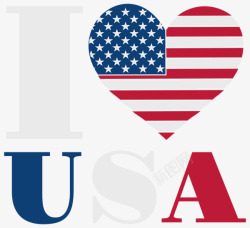 我爱美国国旗艺术字素材