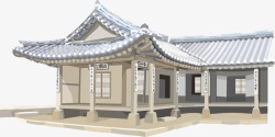 手绘日本屋檐长廊建筑素材