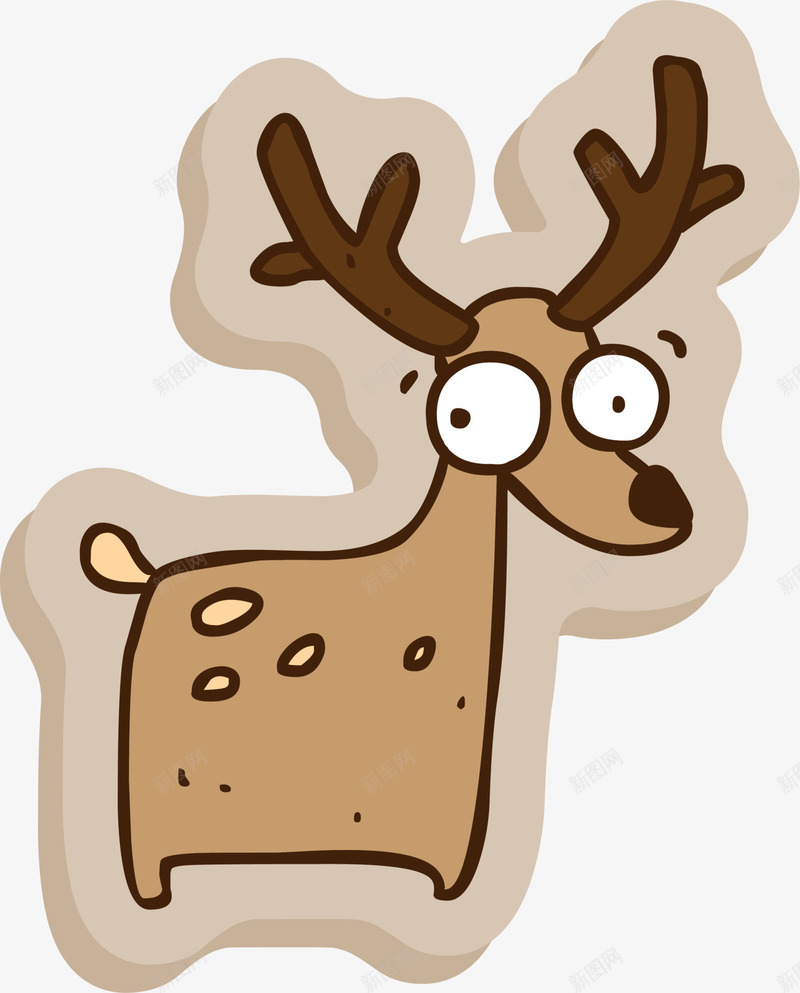 咖啡色卡通麋鹿png免抠素材_新图网 https://ixintu.com 卡通动物 可爱小鹿 咖啡色麋鹿 圣诞节 节日标志 装饰图案
