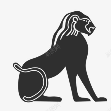 手绘狮子侧面剪影图标图标