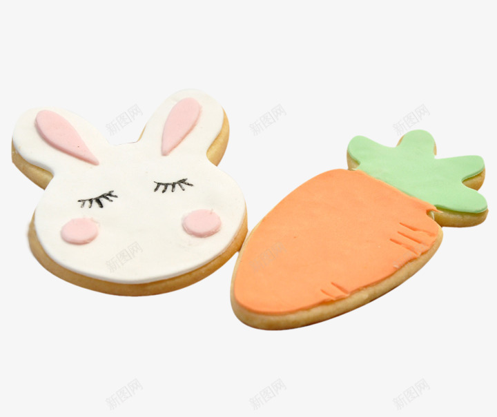 小兔子和胡萝卜饼干png免抠素材_新图网 https://ixintu.com 动物 卡通 卡通饼干 可爱 小兔子 手工饼干 曲奇饼干 烘焙 胡萝卜