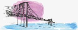 美国大桥美国水彩标志性建筑高清图片