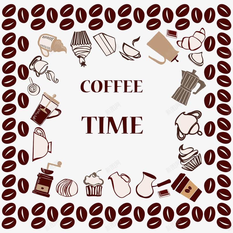 创意咖啡单矢量图eps免抠素材_新图网 https://ixintu.com 咖啡 咖啡色 咖啡豆 矢量图