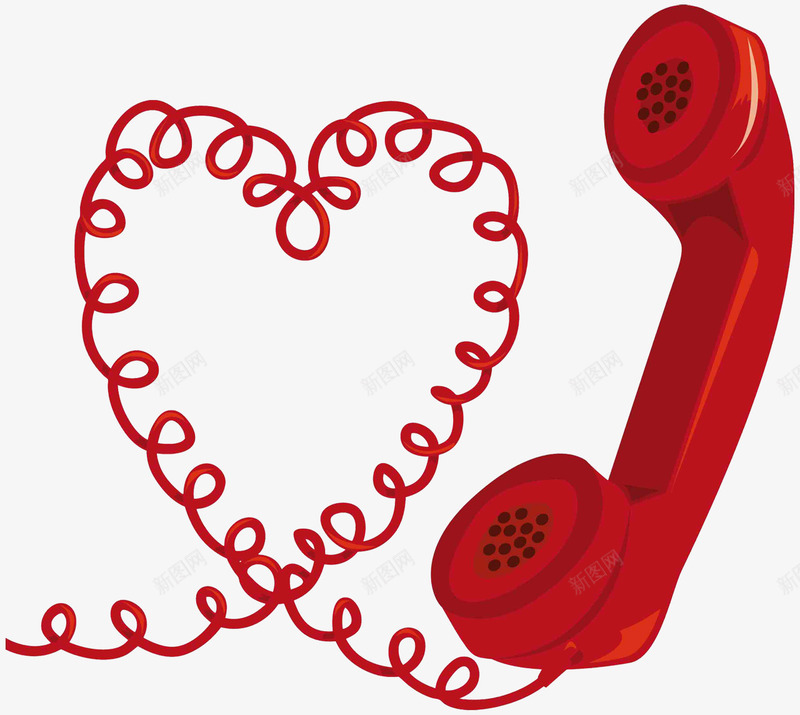 电话png免抠素材_新图网 https://ixintu.com 公用电话 卡通手绘 居家 电话线 红色