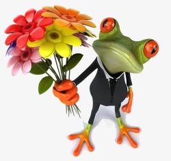 青蛙王子拿鲜花的青蛙王子高清图片