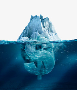 蓝色冰山创意冰山货币符号高清图片