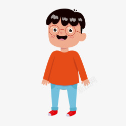 橙色长袖卡通微笑的小男孩矢量图高清图片