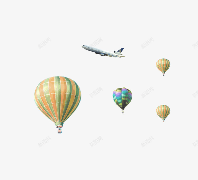 氢气球和飞机png免抠素材_新图网 https://ixintu.com 氢气球 飞机 飞行
