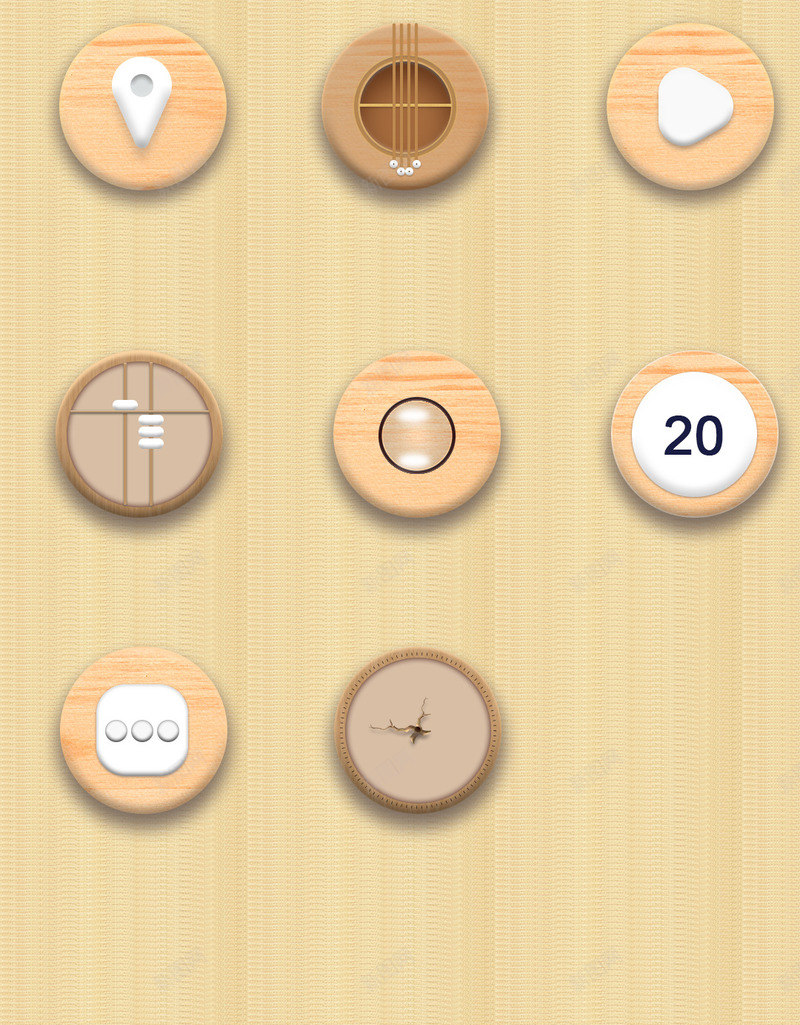 主题icon图标png_新图网 https://ixintu.com 主题icon 木刻 木纹 立体