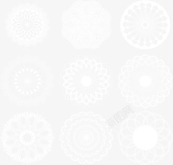 png圆形花瓣9款白色蕾丝花纹高清图片