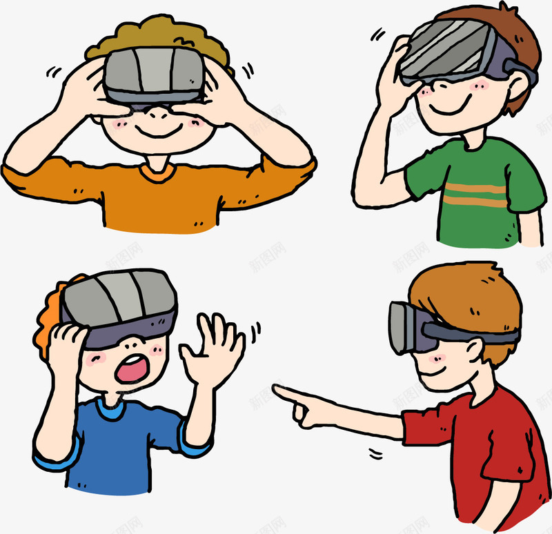 科技产品体验男孩png免抠素材_新图网 https://ixintu.com VR眼镜 开心男孩 科技产品 虚拟现实