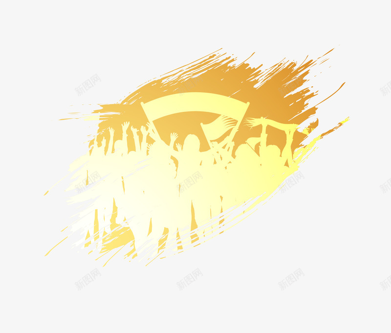 黄色创意加油群众png免抠素材_新图网 https://ixintu.com 创意加油 矢量群众 群众 黄色群众