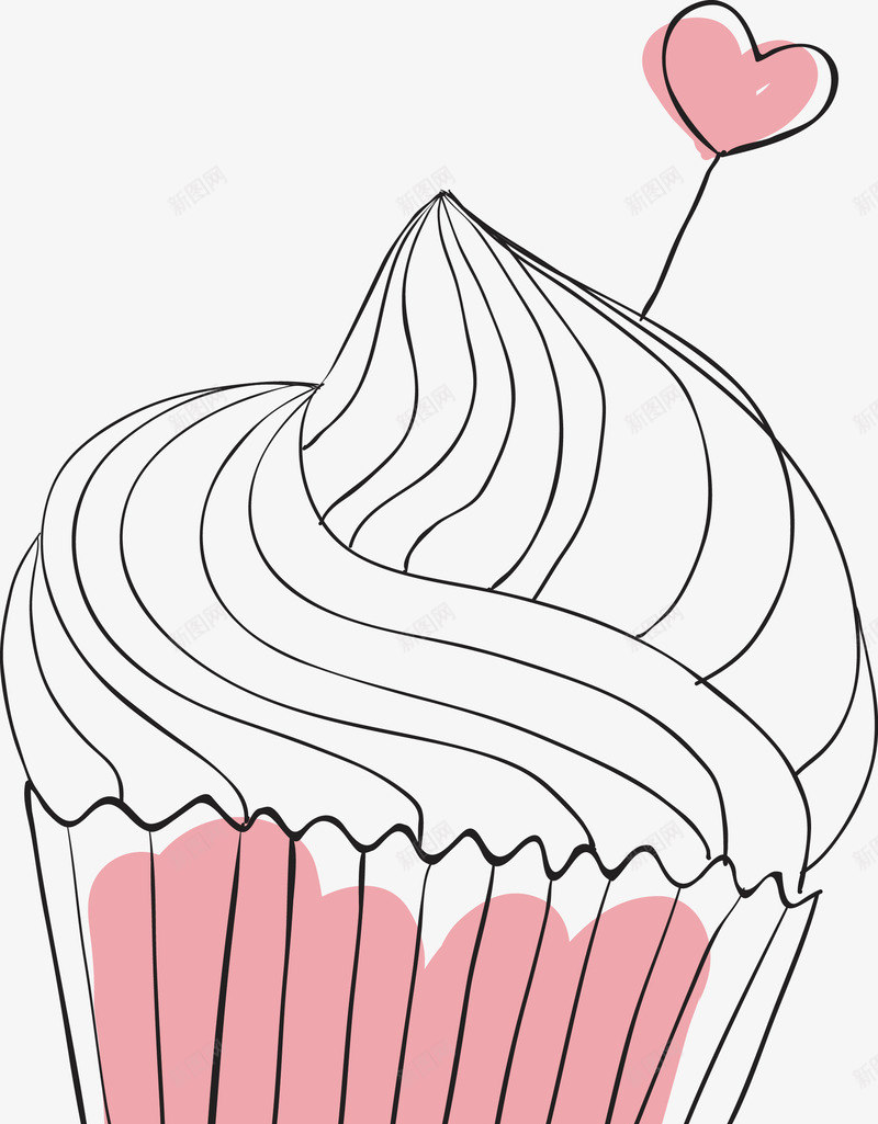简笔画蛋糕png免抠素材_新图网 https://ixintu.com 爱心 甜食 纸杯蛋糕 食物