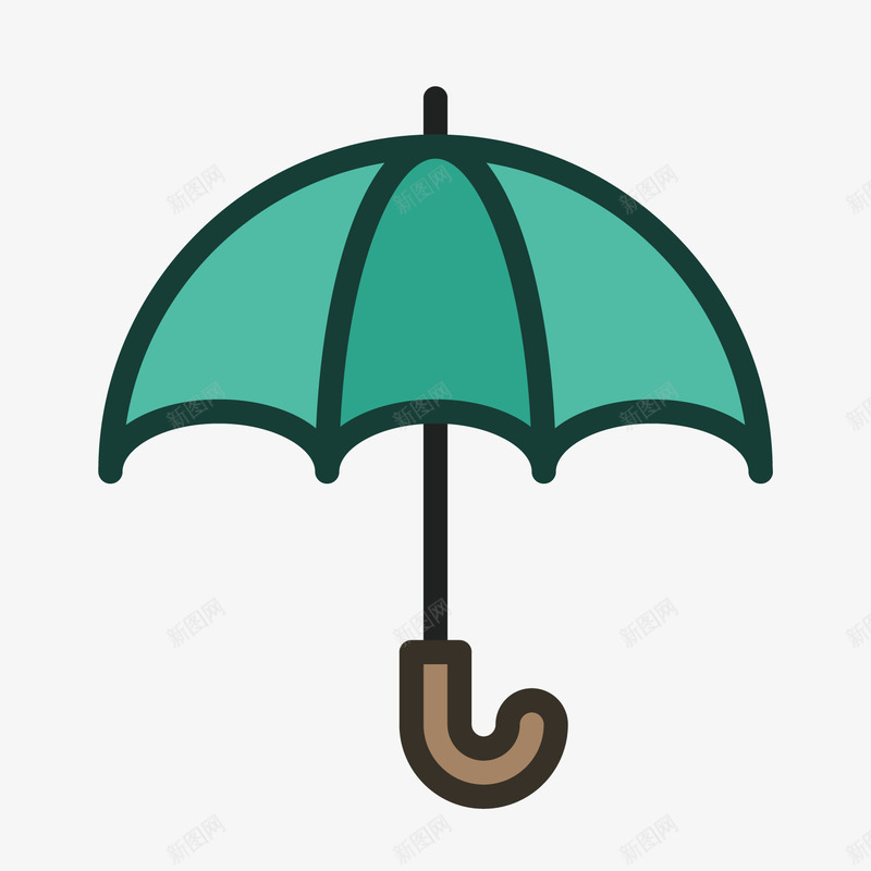 彩色手绘线稿雨伞元素矢量图图标ai_新图网 https://ixintu.com 卡通图标 商务 彩色 扁平化 手绘 线稿 钩子 雨伞 矢量图