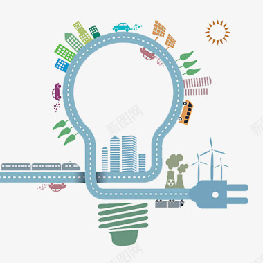 城市环保发电环绕图标图标