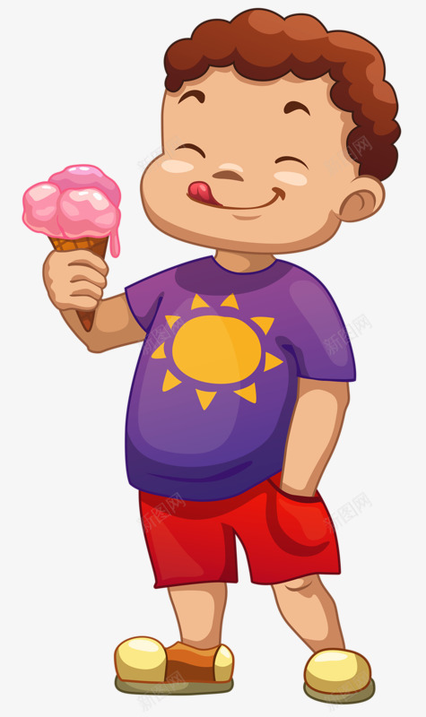 吃冰淇淋的小男孩png免抠素材_新图网 https://ixintu.com 冰淇淋 小男孩 开心 笑