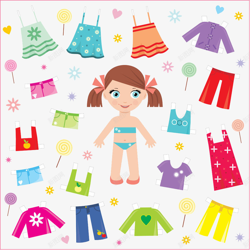 女婴孩服装搭配png免抠素材_新图网 https://ixintu.com T恤 儿童 女孩 服装搭配 童装 裙子