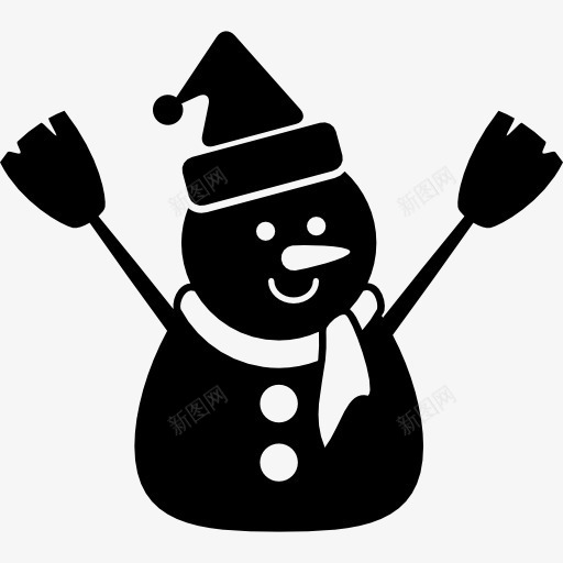 雪人在黑图标png_新图网 https://ixintu.com 冬天 圣诞节 雕塑 雪 雪人 雪人的帽子的性格 黑色